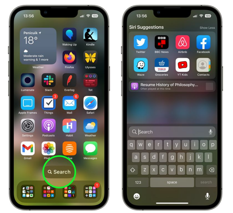 东昌府苹果手机维修分享升级到 iOS 16 后，如何删除主屏幕上的搜索按钮 